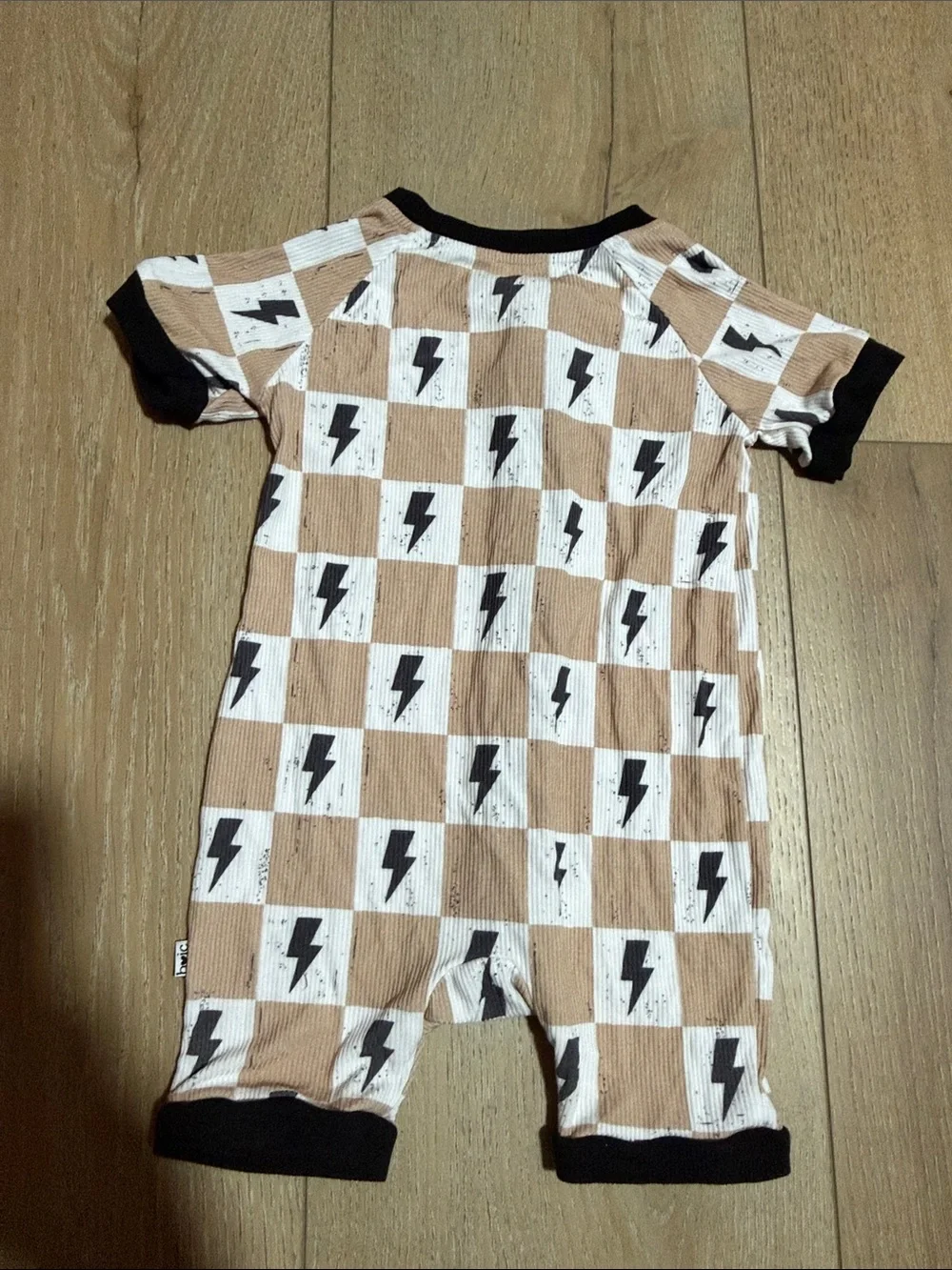 Bamboo shortie|lightning bolt checked print|12-18M